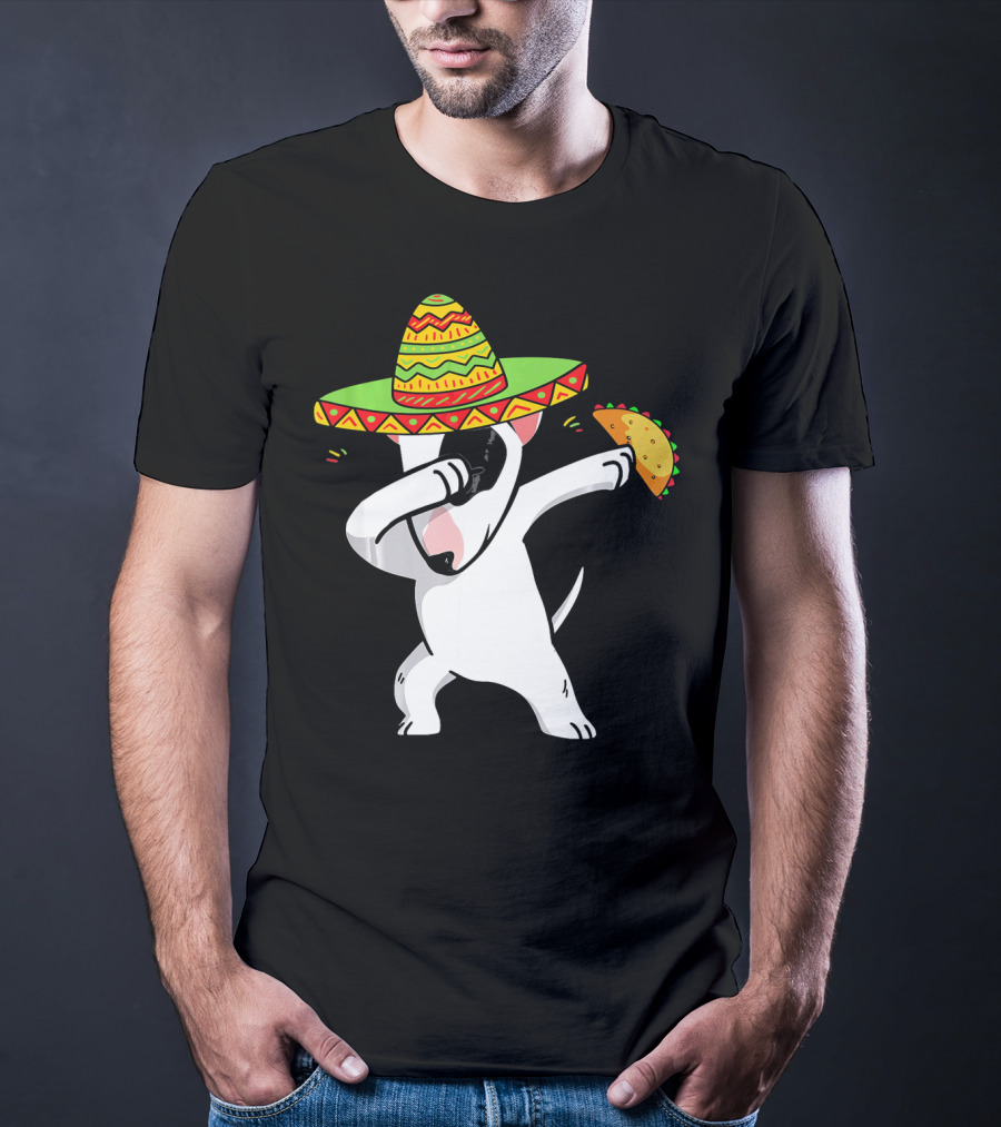 English Bull Terrier Dabbing With Sombrero And Taco T-Shirt