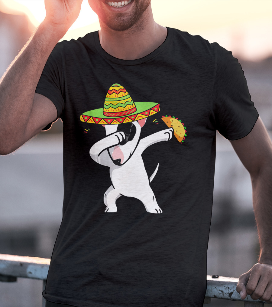 English Bull Terrier Dabbing With Sombrero And Taco T-Shirt
