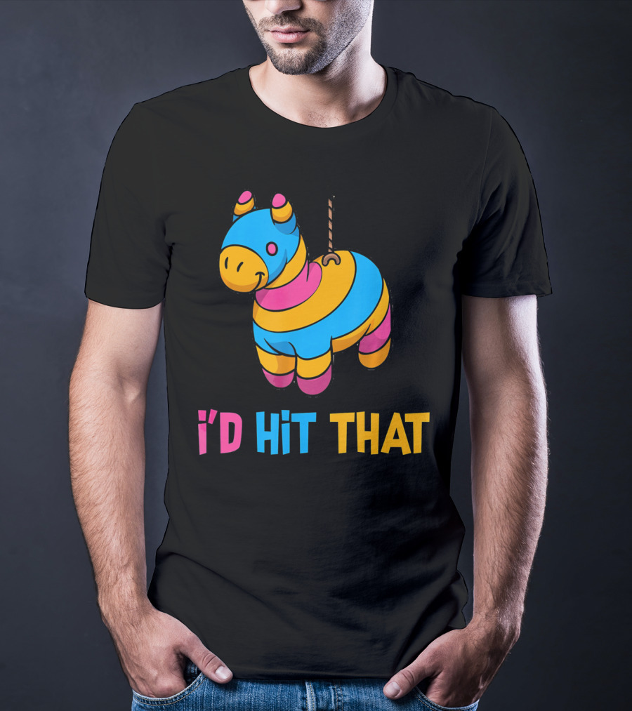 Cute Mexican I'd Hit That Piñata Rope Hanging Colorful Donkey T-Shirt