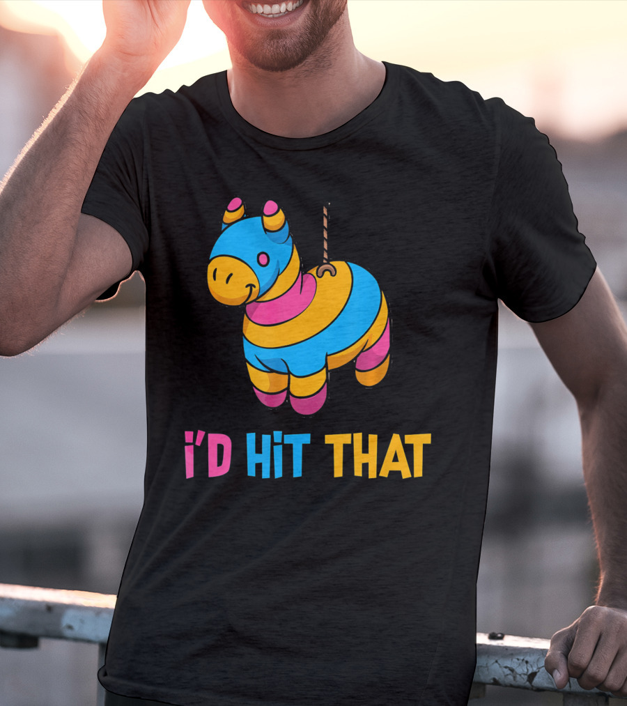 Cute Mexican I'd Hit That Piñata Rope Hanging Colorful Donkey T-Shirt