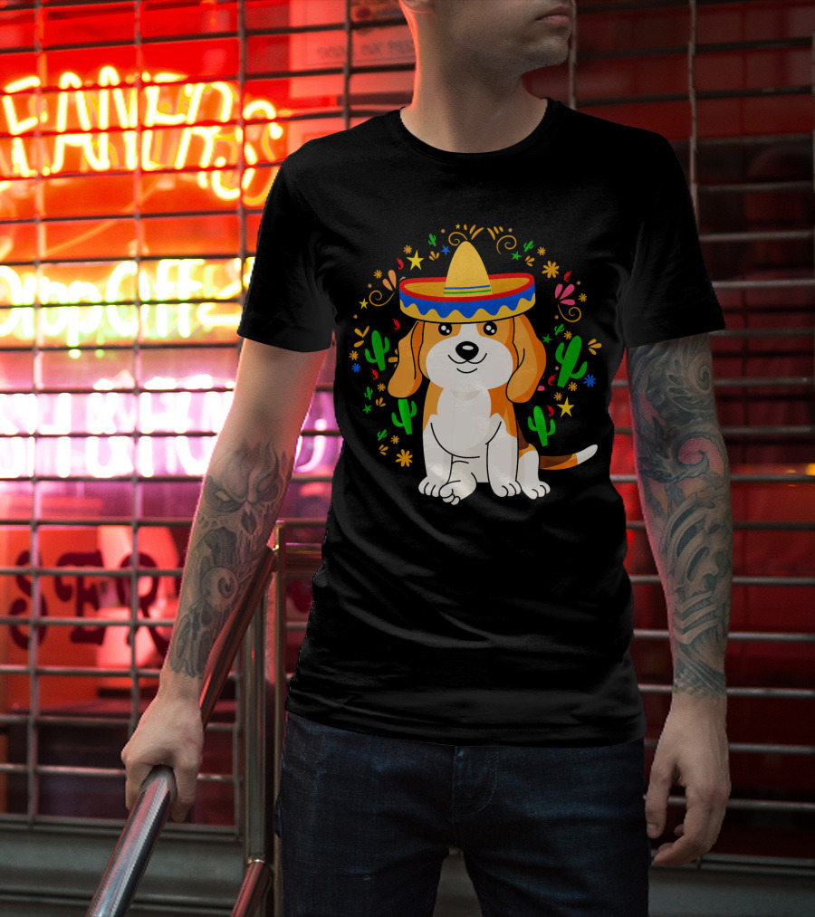 Cinco De Mayo Beagle Sombrero Cactus T-Shirt