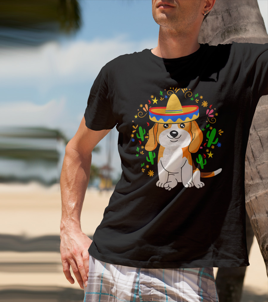 Cinco De Mayo Beagle Sombrero Cactus T-Shirt