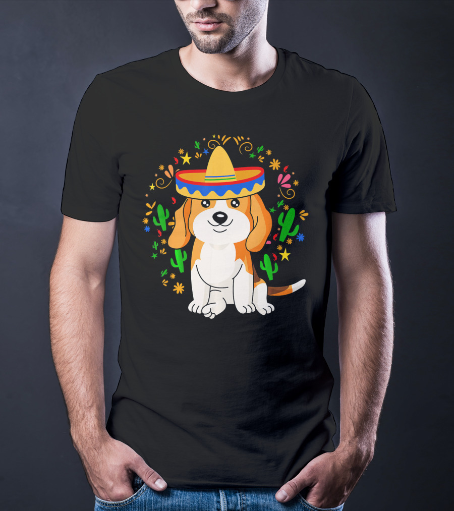 Cinco De Mayo Beagle Sombrero Cactus T-Shirt