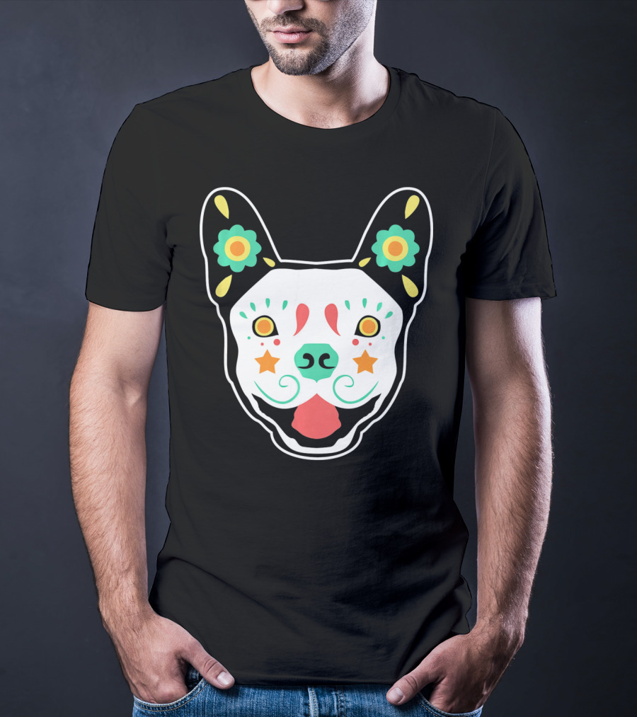 French Bulldog Sugar Skull Dia De Los Muertos T-Shirt
