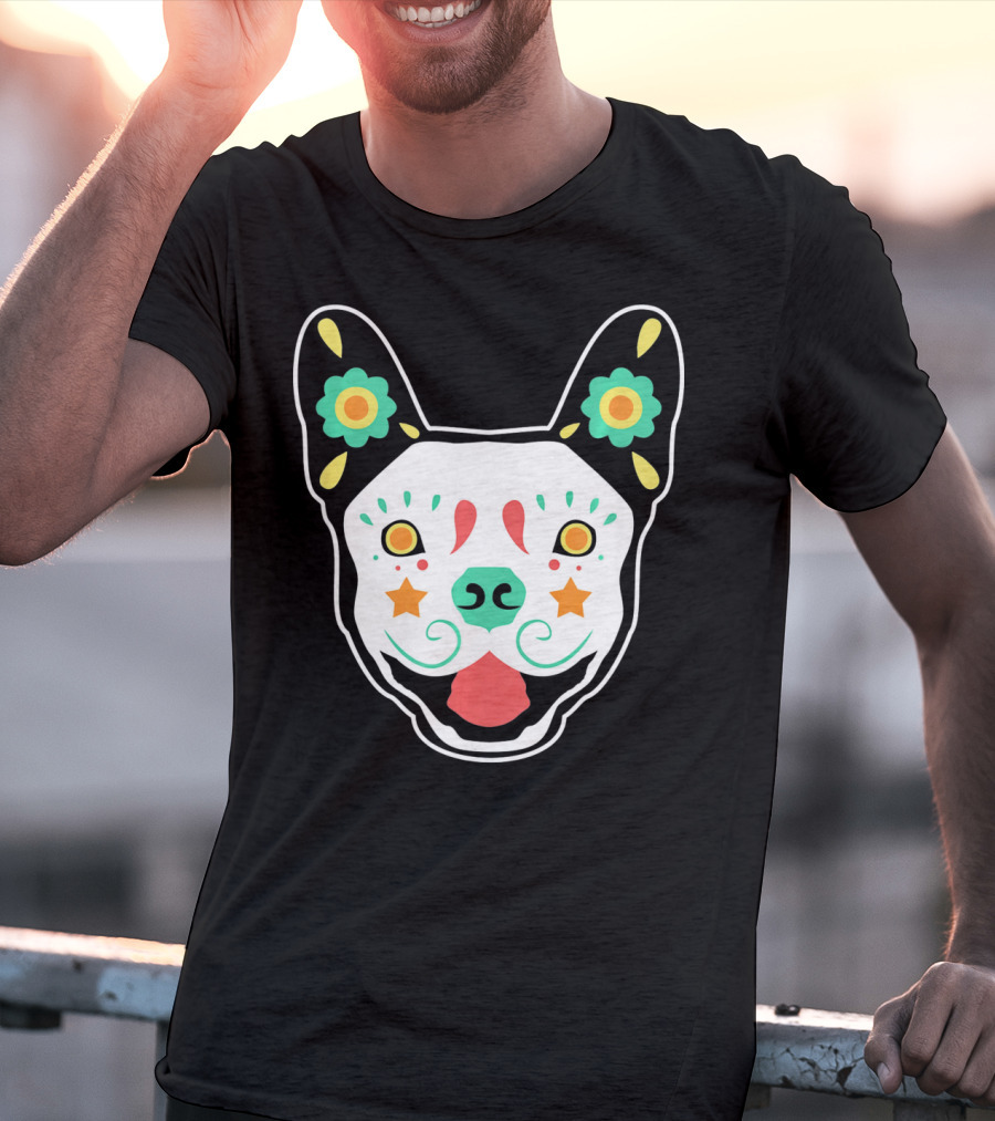 French Bulldog Sugar Skull Dia De Los Muertos T-Shirt