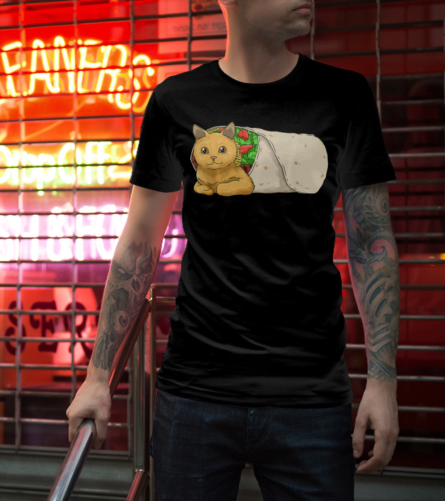 Cat Burrito Mexican Cat Cinco De Mayo Festive Humor T-Shirt