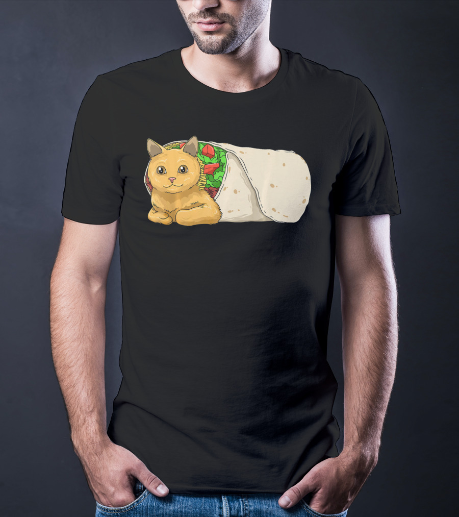 Cat Burrito Mexican Cat Cinco De Mayo Festive Humor T-Shirt