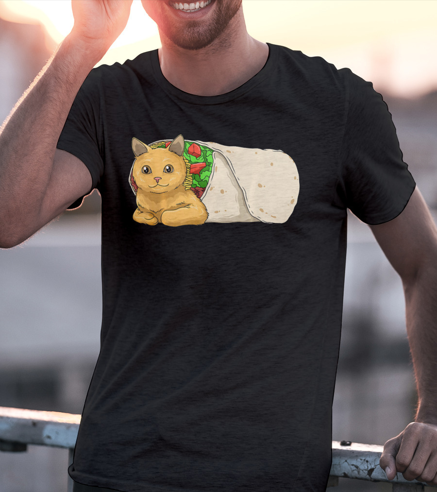 Cat Burrito Mexican Cat Cinco De Mayo Festive Humor T-Shirt