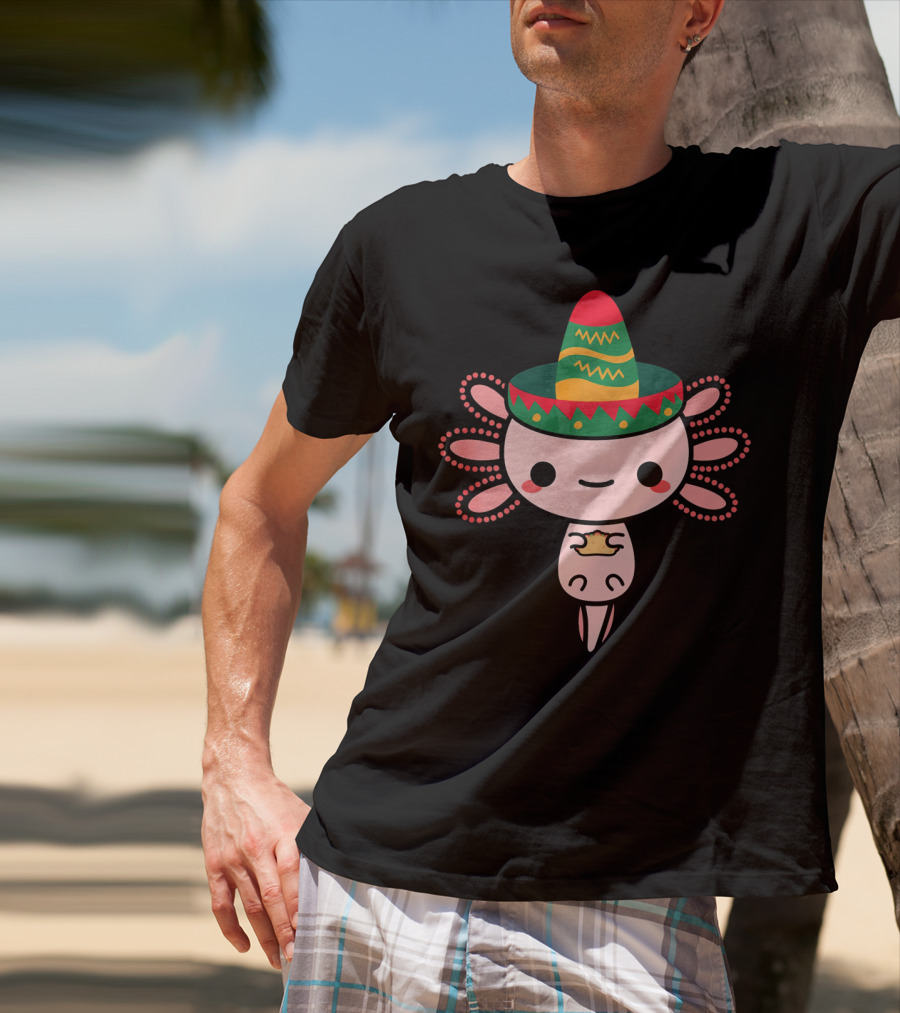 Happy Axolotl Sombrero Mexican Tacos Cinco T-Shirt