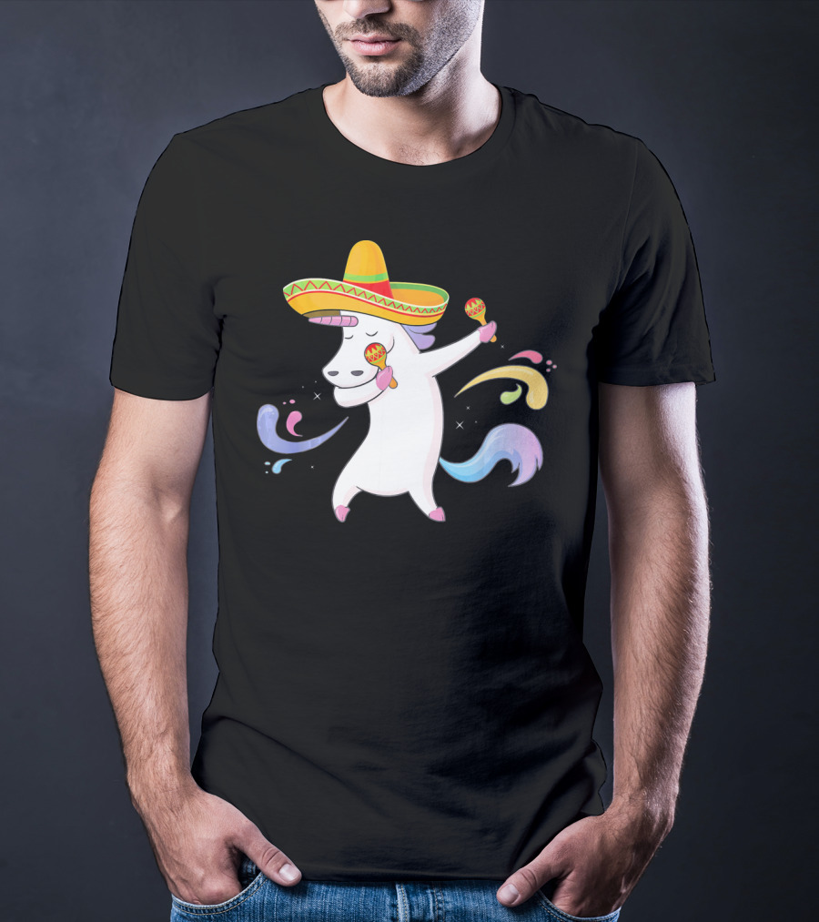 Cinco De Mayo Unicorn With Sombrero And Maracas T-Shirt
