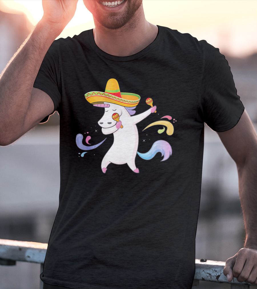 Cinco De Mayo Unicorn With Sombrero And Maracas T-Shirt