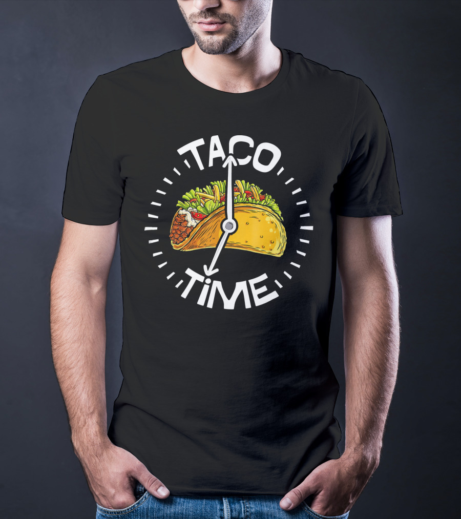 Taco Time Cinco De Mayo Clock Design Men T-Shirt