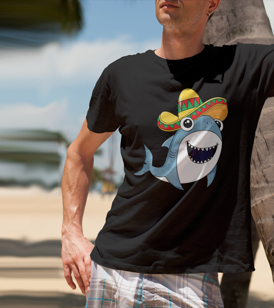 Kids Cinco De Mayo Sombrero Shark Boys Me T-Shirt