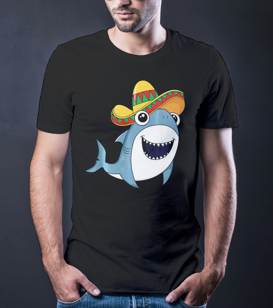 Kids Cinco De Mayo Sombrero Shark Boys Me T-Shirt