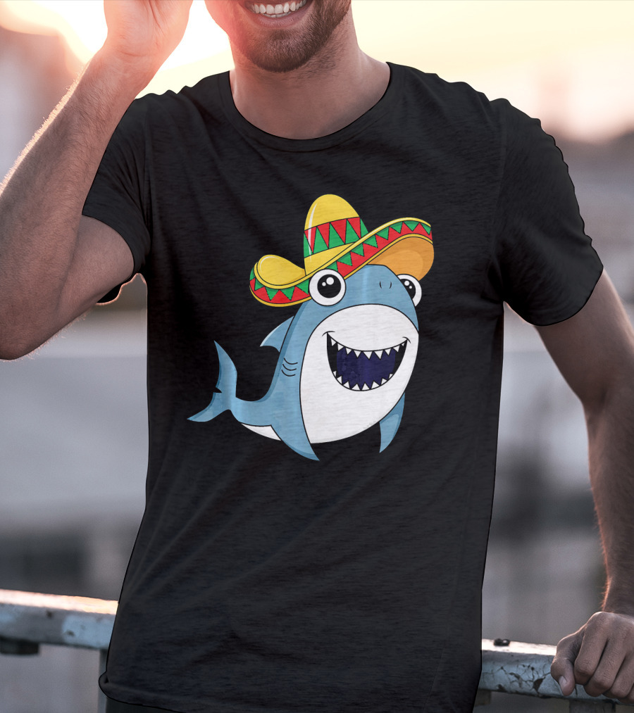 Kids Cinco De Mayo Sombrero Shark Boys Me T-Shirt