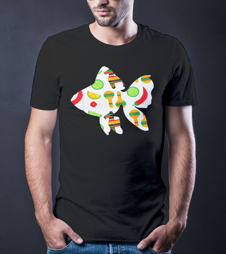 Funny Fish With Cinco De Mayo Maracas And Chili Peppers T-Shirt