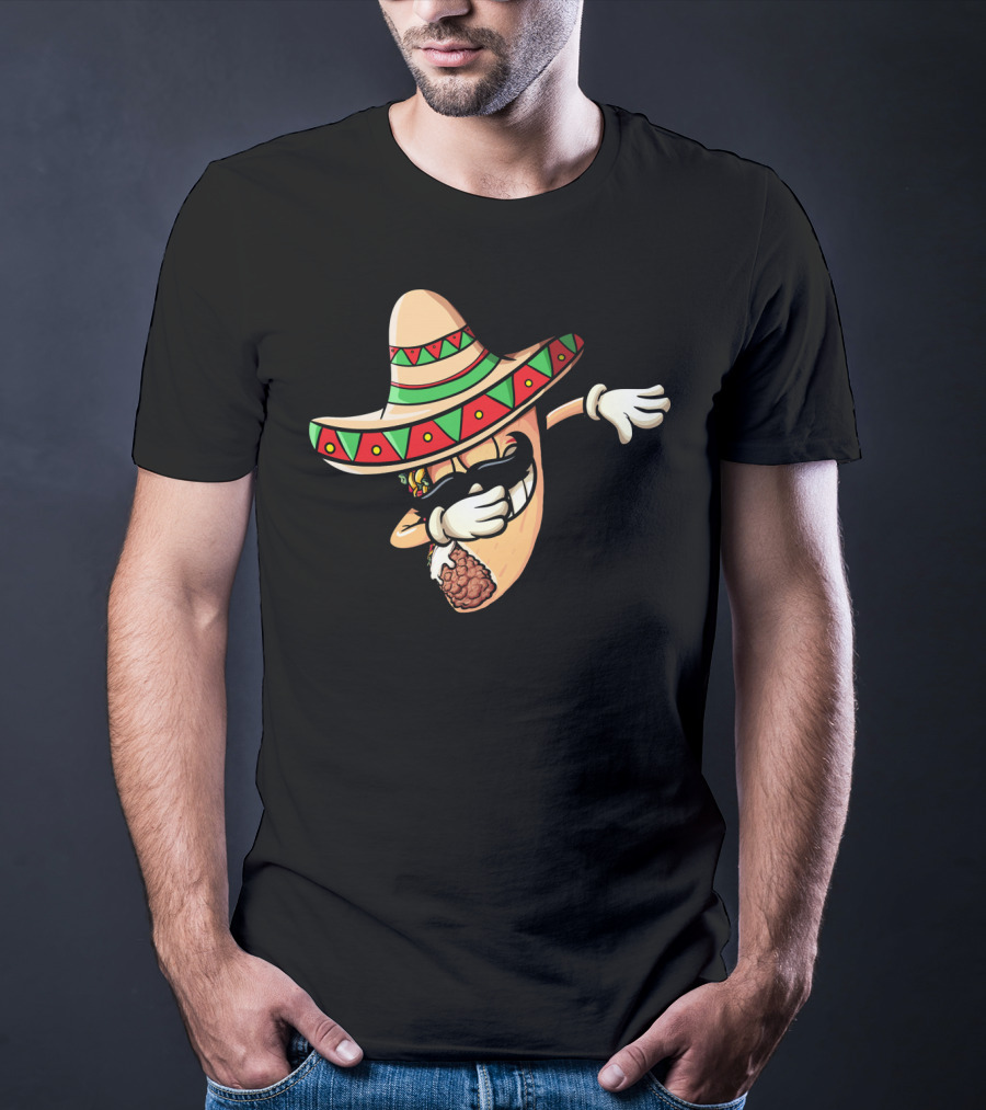Funny Dabbing Taco Cinco De Mayo Fiesta Sombrero T-Shirt