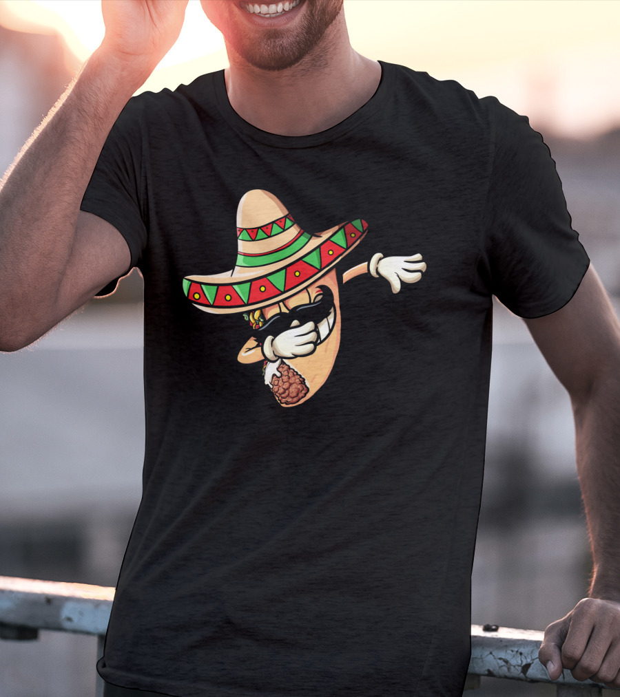 Funny Dabbing Taco Cinco De Mayo Fiesta Sombrero T-Shirt