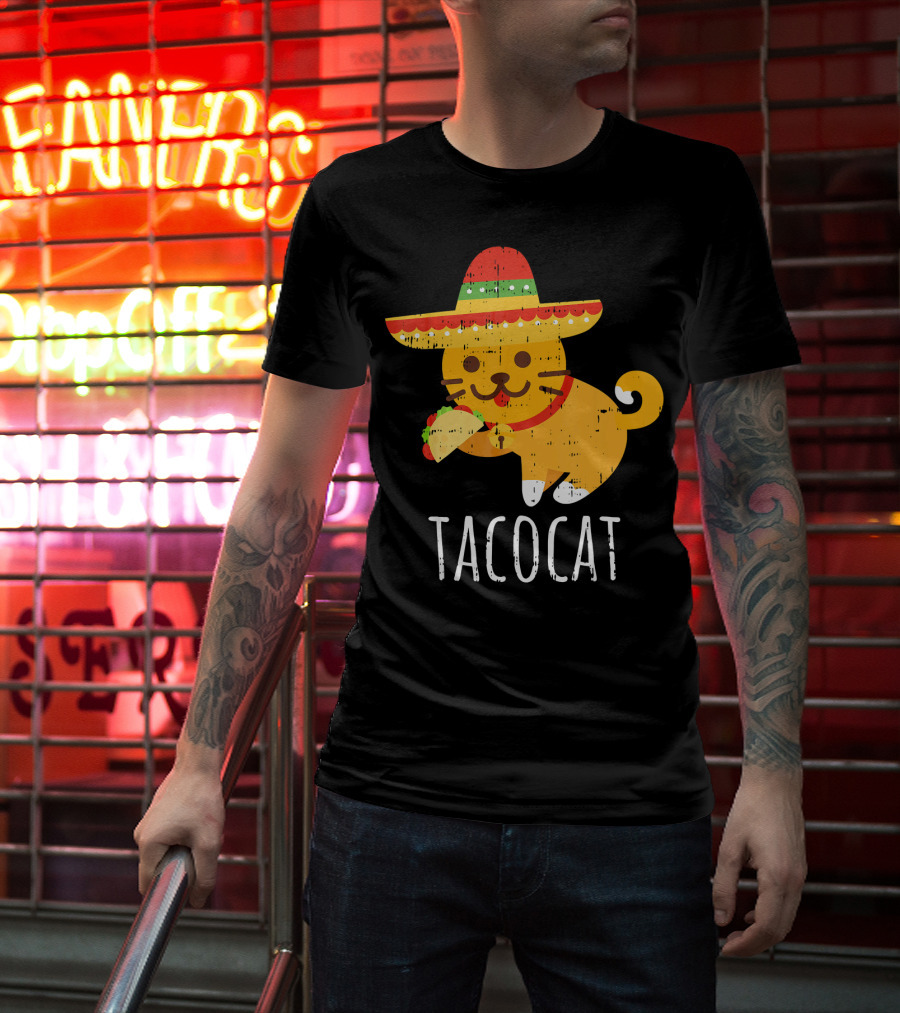 Tacocat Sombrero Taco Cat Funny Mexican Cinco De Mayo T-Shirt