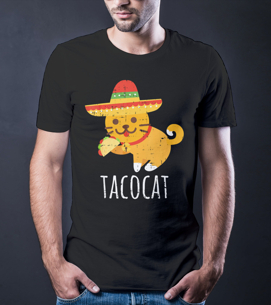 Tacocat Sombrero Taco Cat Funny Mexican Cinco De Mayo T-Shirt