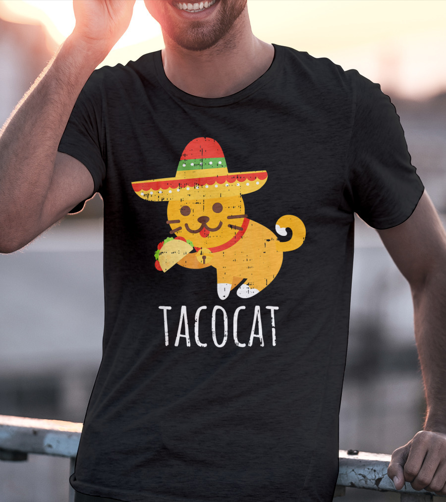Tacocat Sombrero Taco Cat Funny Mexican Cinco De Mayo T-Shirt