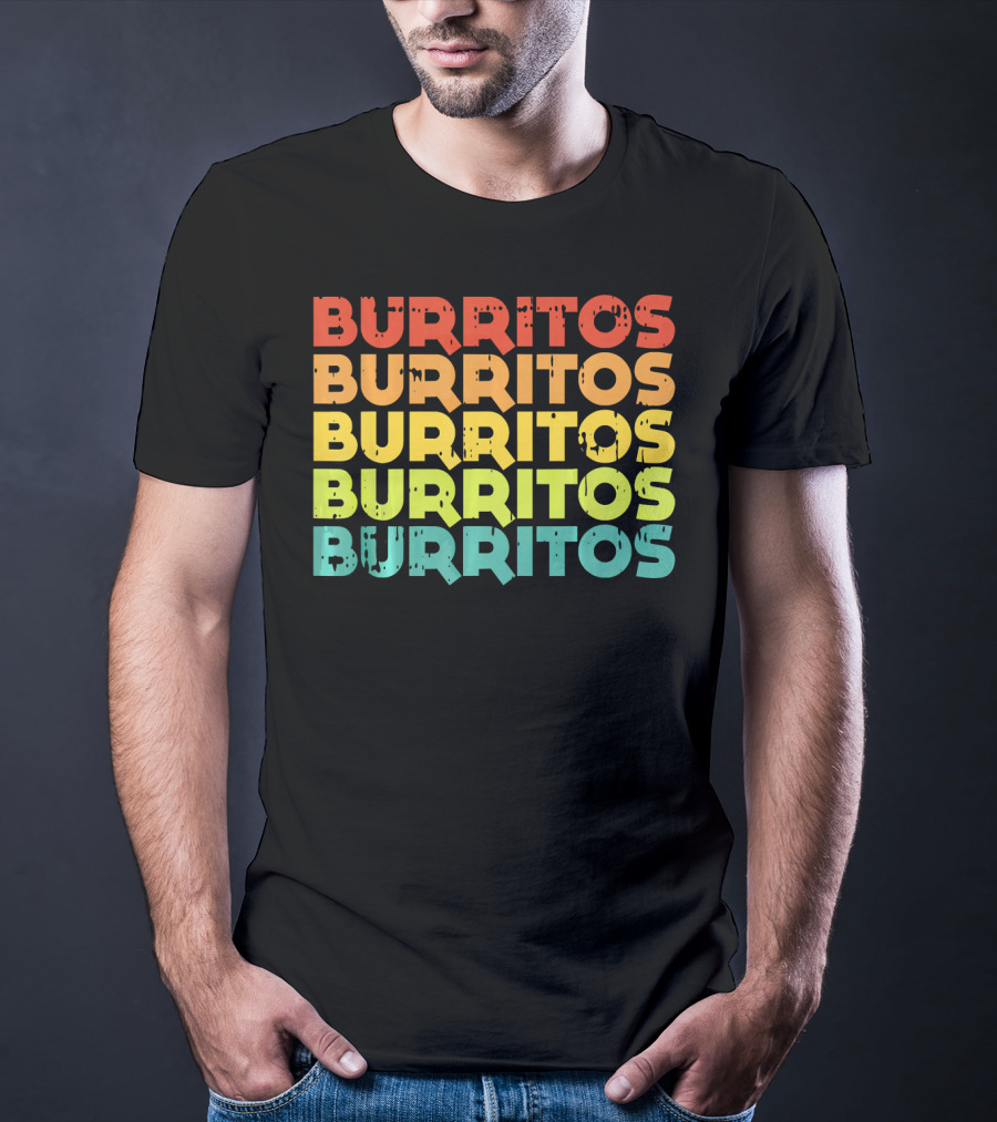 Cinco De Mayo Burritos Retro Vintage Mex T-Shirt