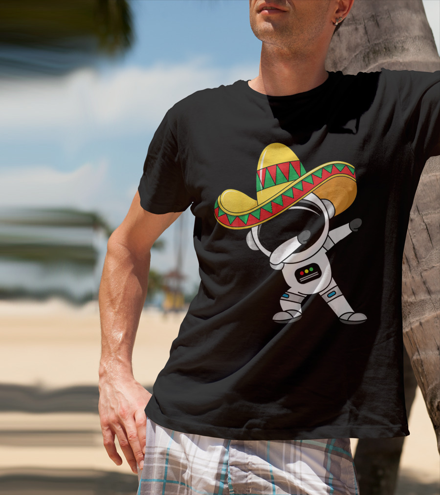 Kids Cinco De Mayo Astronaut Sombrero Dabbing T-Shirt