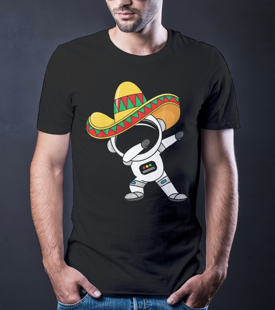 Kids Cinco De Mayo Astronaut Sombrero Dabbing T-Shirt
