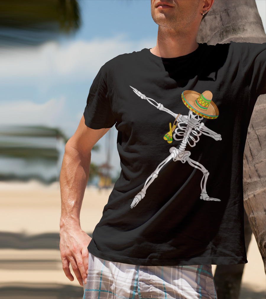 Cinco De Mayo Dabbing Skeleton Sombrero Dance T-Shirt