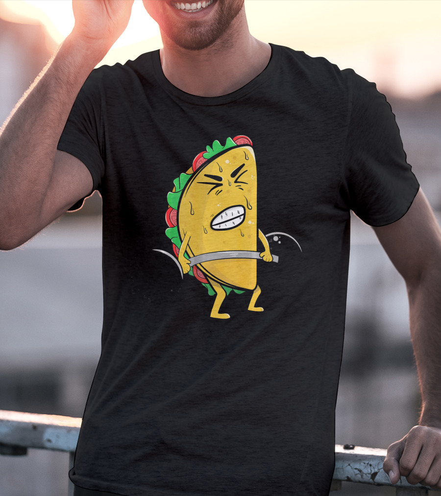 Funny Spanish Weightlifting Taco With Determined Expression T-Shirt