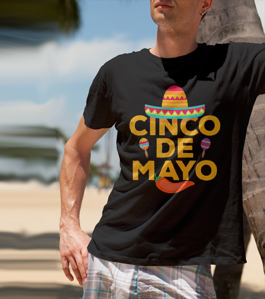Cinco De Mayo Sombrero Maracas Pepper T-Shirt