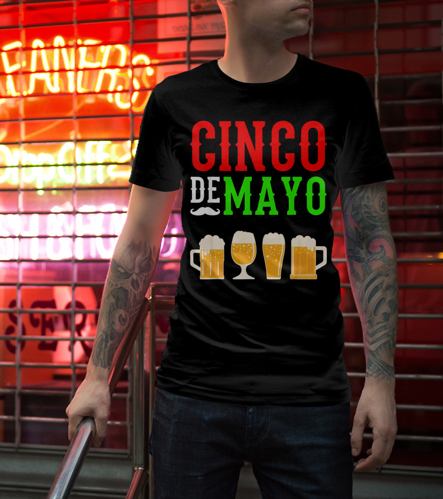 Cinco De Mayo Beer Glasses Funny Mexico T-Shirt