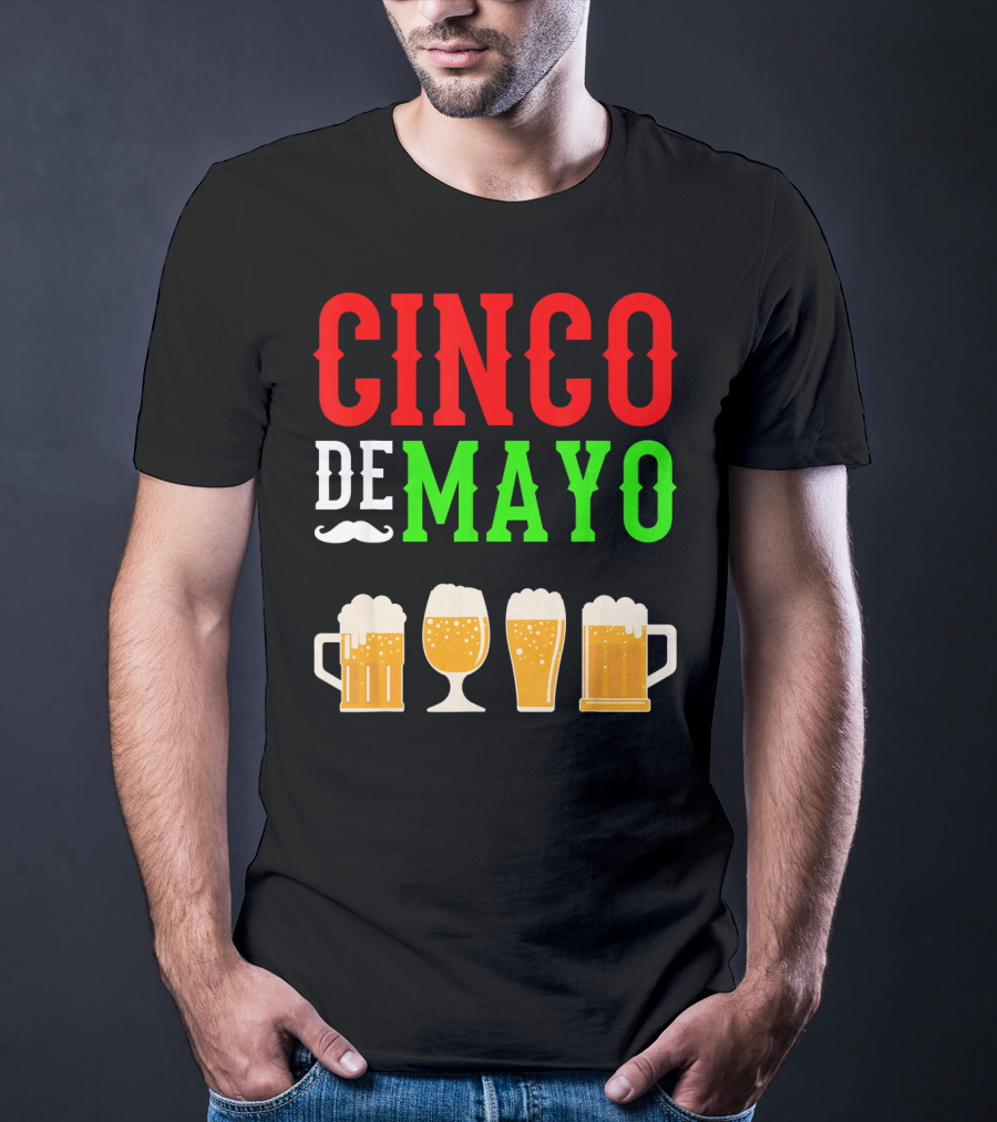 Cinco De Mayo Beer Glasses Funny Mexico T-Shirt