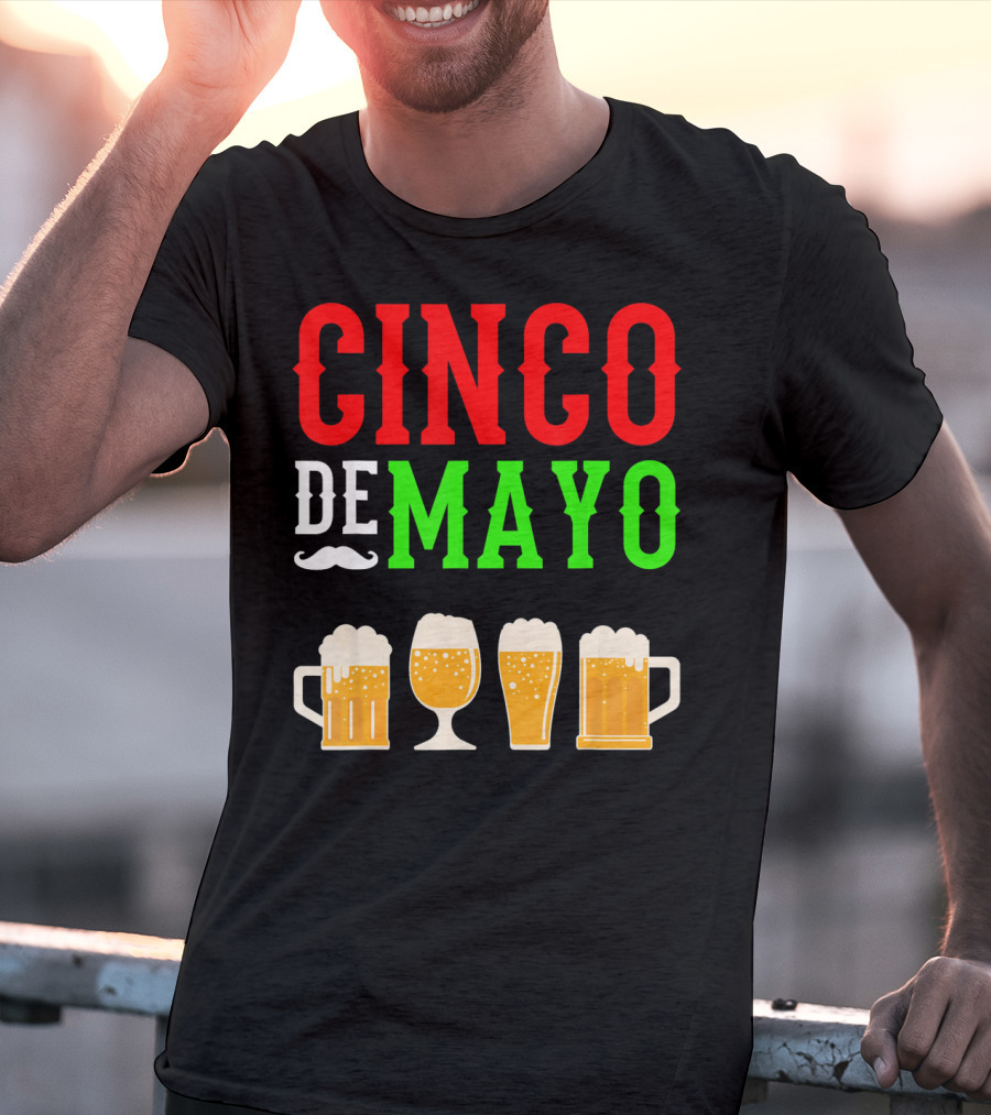 Cinco De Mayo Beer Glasses Funny Mexico T-Shirt