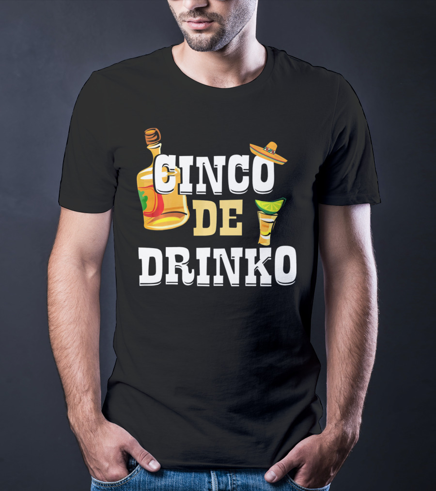 Cinco De Drinko Mexican Funny Sombrero Bottle Lime T-Shirt