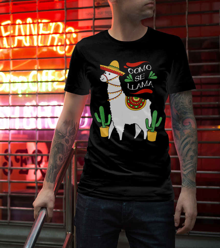 Como Se Llama Cactus Cute Llama With Sombrero Cinco De Mayo T-Shirt