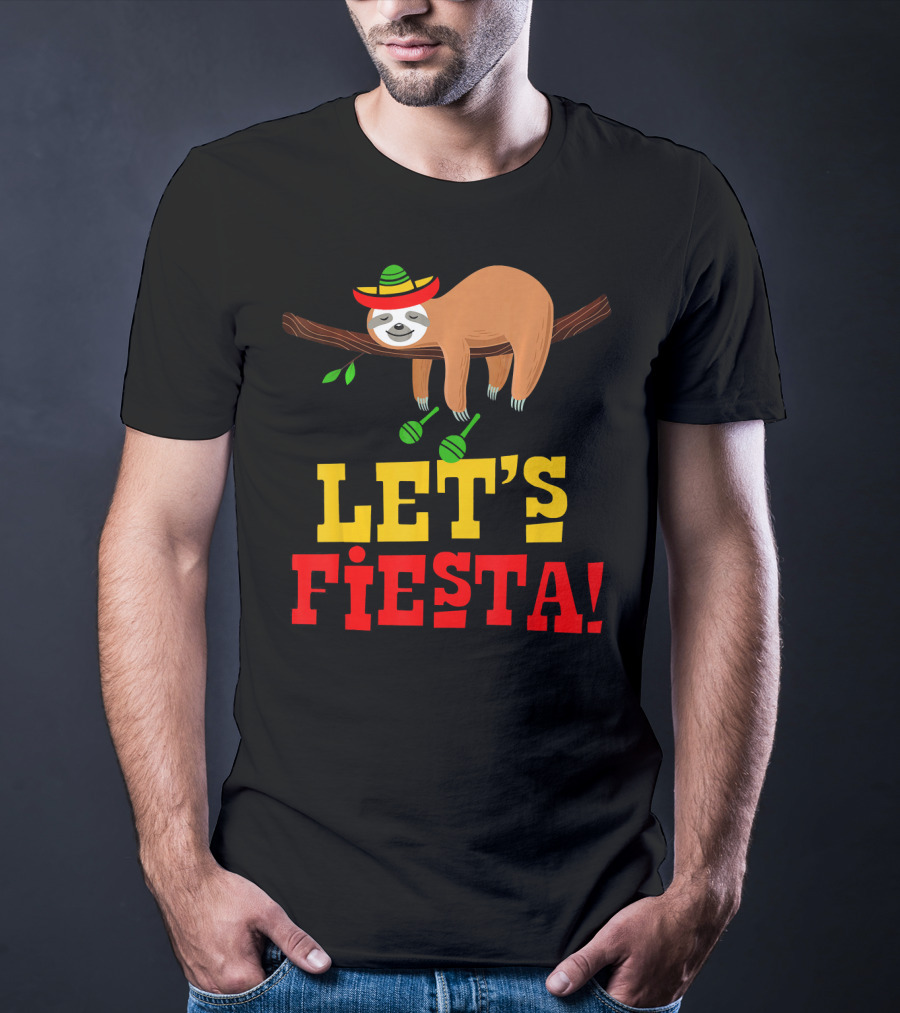Let's Fiesta Cinco De Mayo Sloth Sombrero T-Shirt
