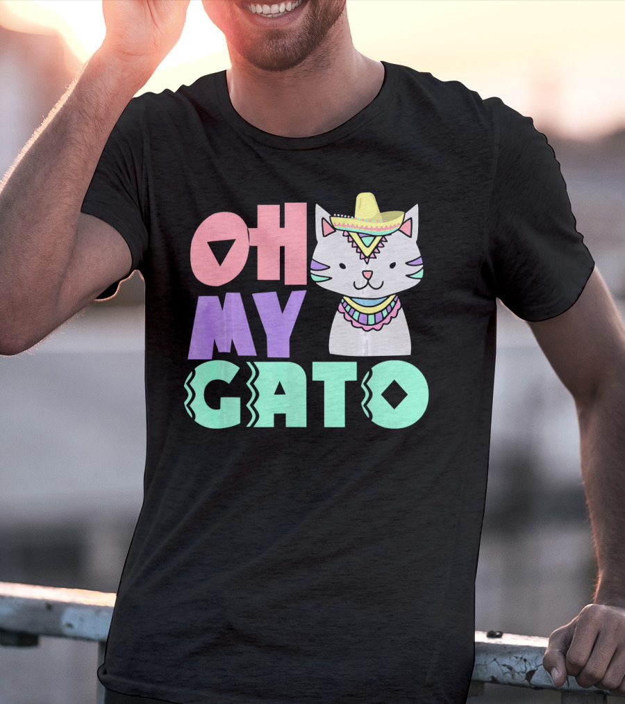Oh My Gato Cinco De Mayo Cat Sombrero And Poncho T-Shirt