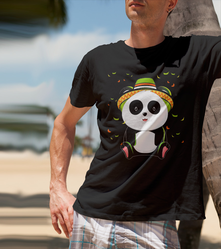 Cute Panda Bear With Sombrero For Cinco De Mayo 5th Of May T-Shirt