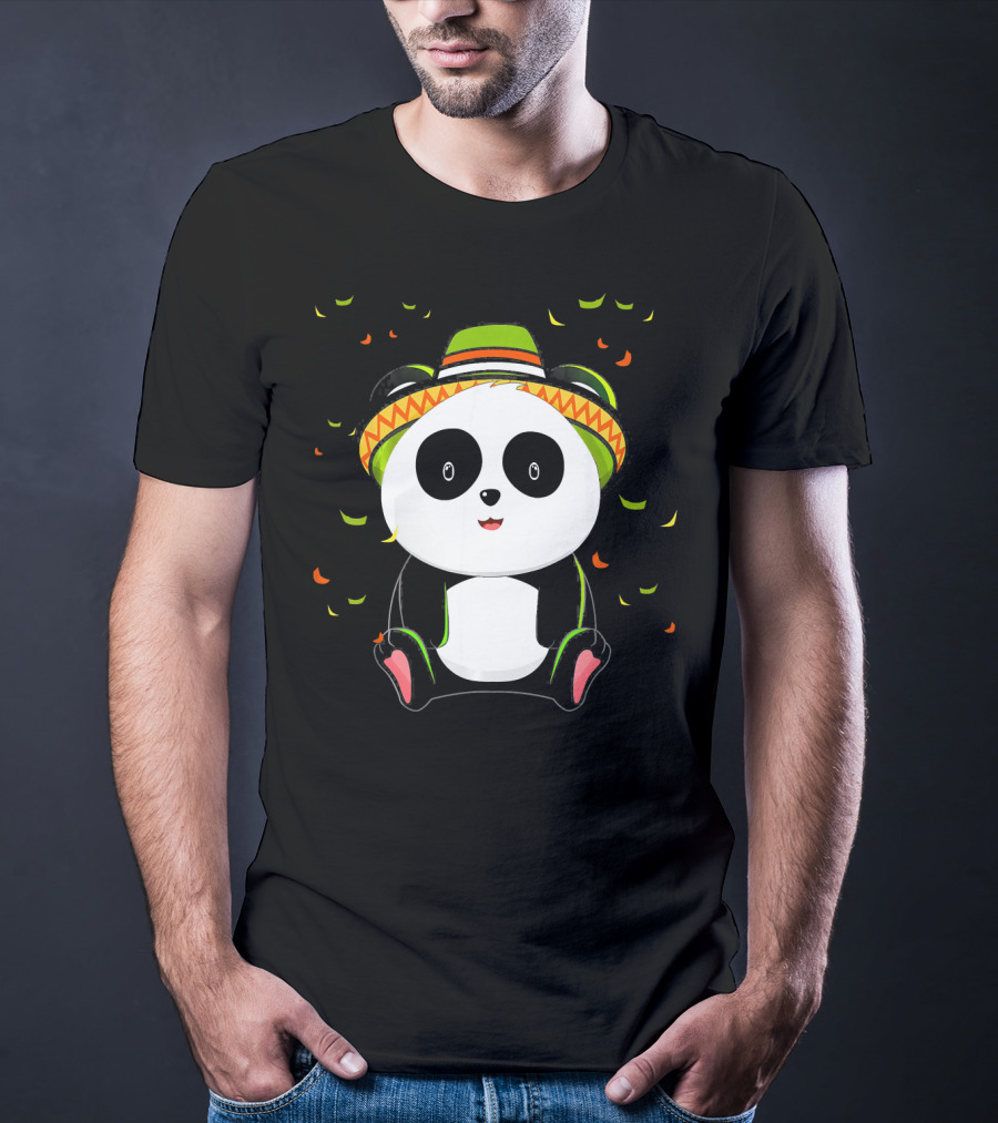 Cute Panda Bear With Sombrero For Cinco De Mayo 5th Of May T-Shirt