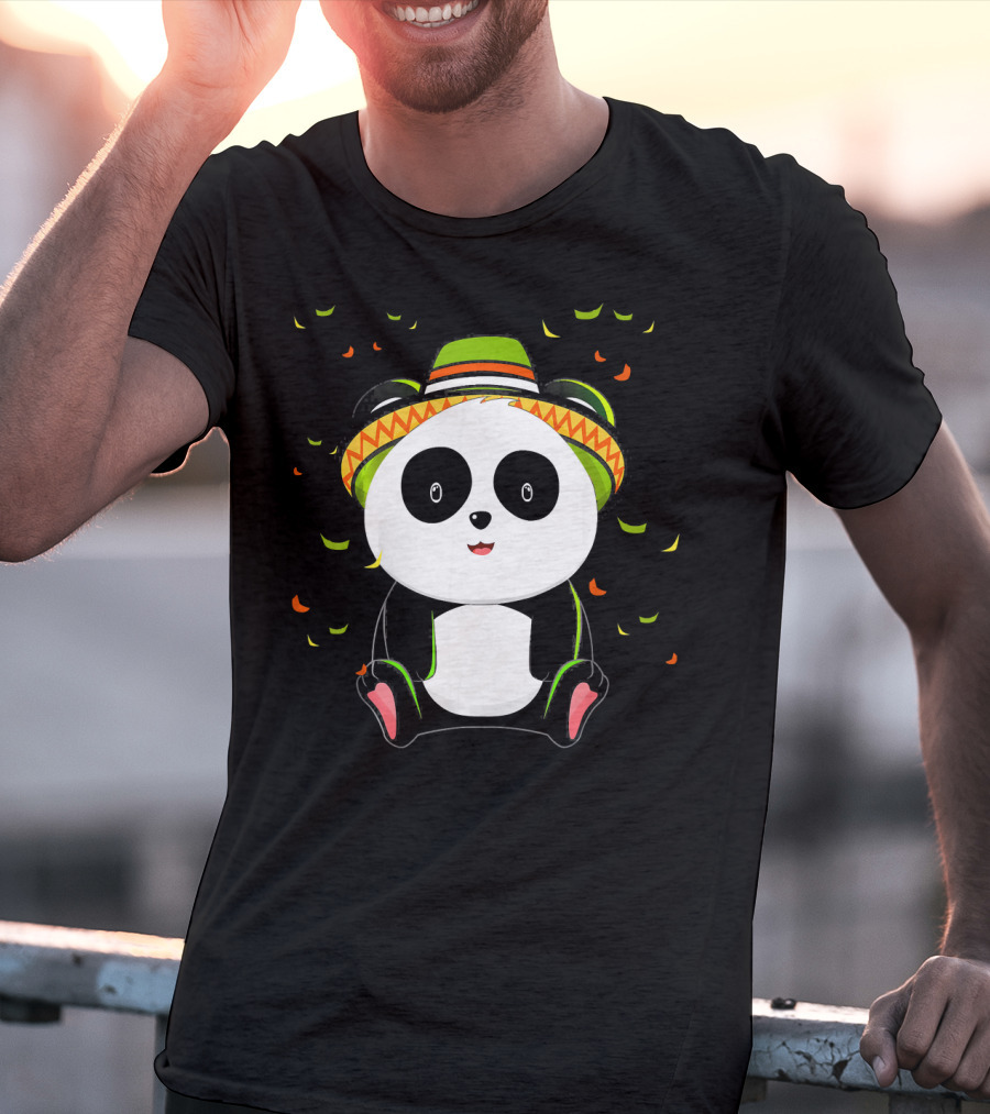 Cute Panda Bear With Sombrero For Cinco De Mayo 5th Of May T-Shirt