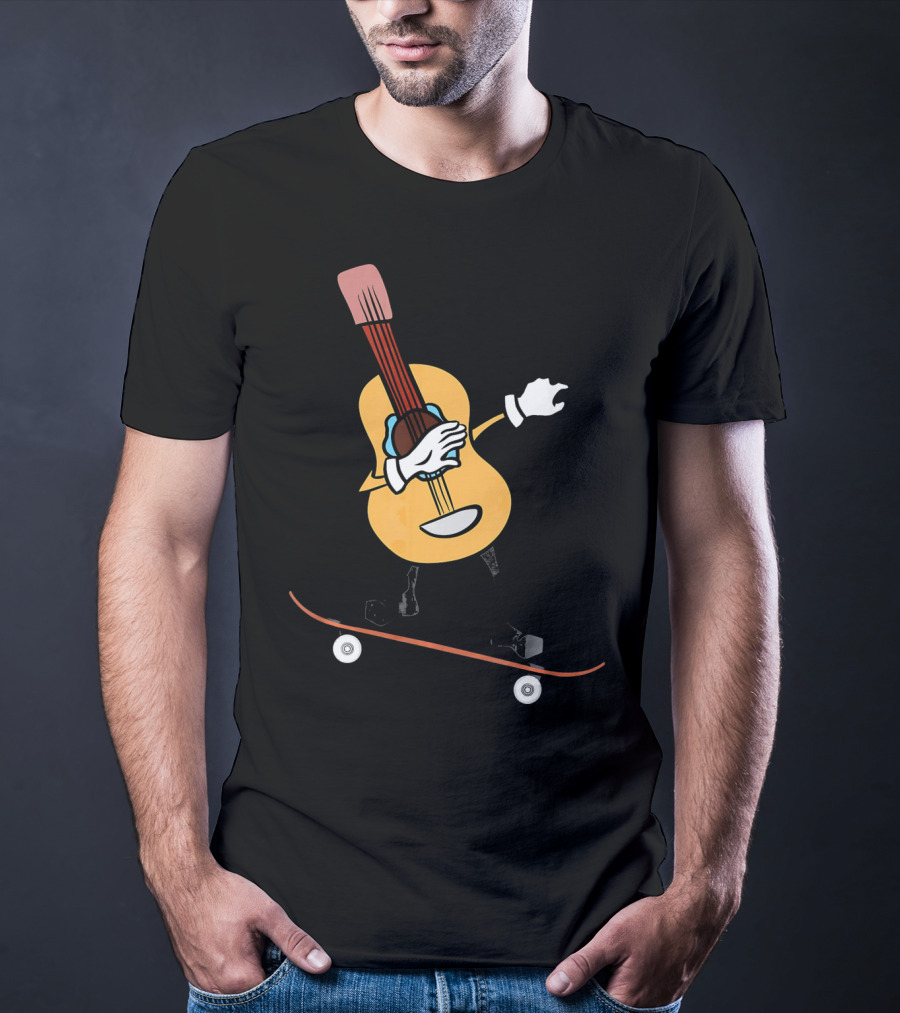 Skateboard Cinco De Mayo Funny Mexico Guitar Riding T-Shirt