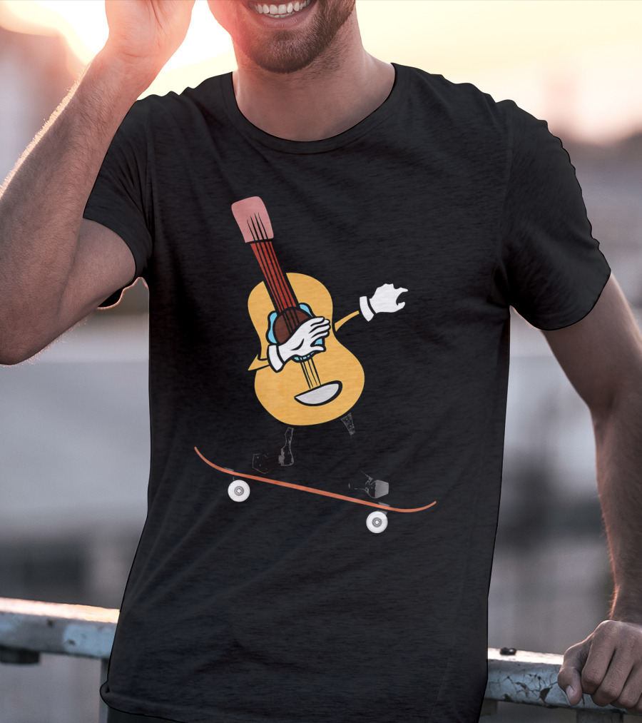 Skateboard Cinco De Mayo Funny Mexico Guitar Riding T-Shirt