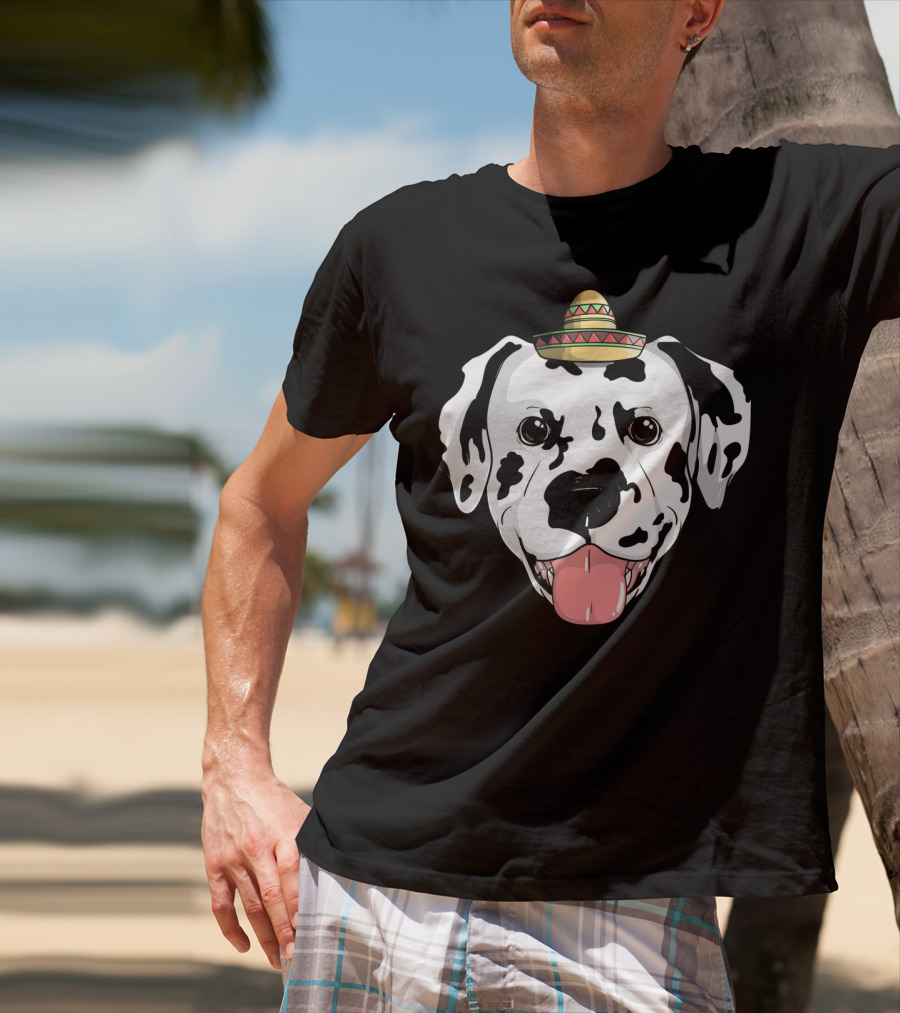 Dalmatian Dog Sombrero Fiesta Cinco De Mayo Fun T-Shirt