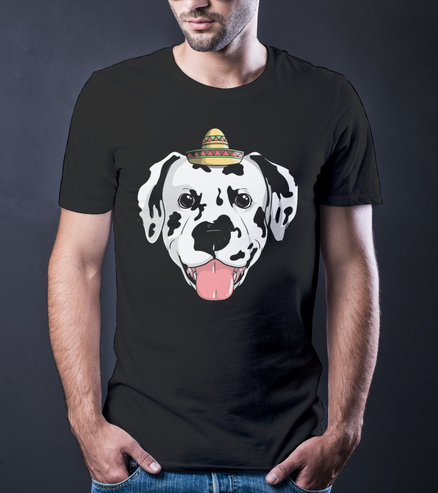 Dalmatian Dog Sombrero Fiesta Cinco De Mayo Fun T-Shirt