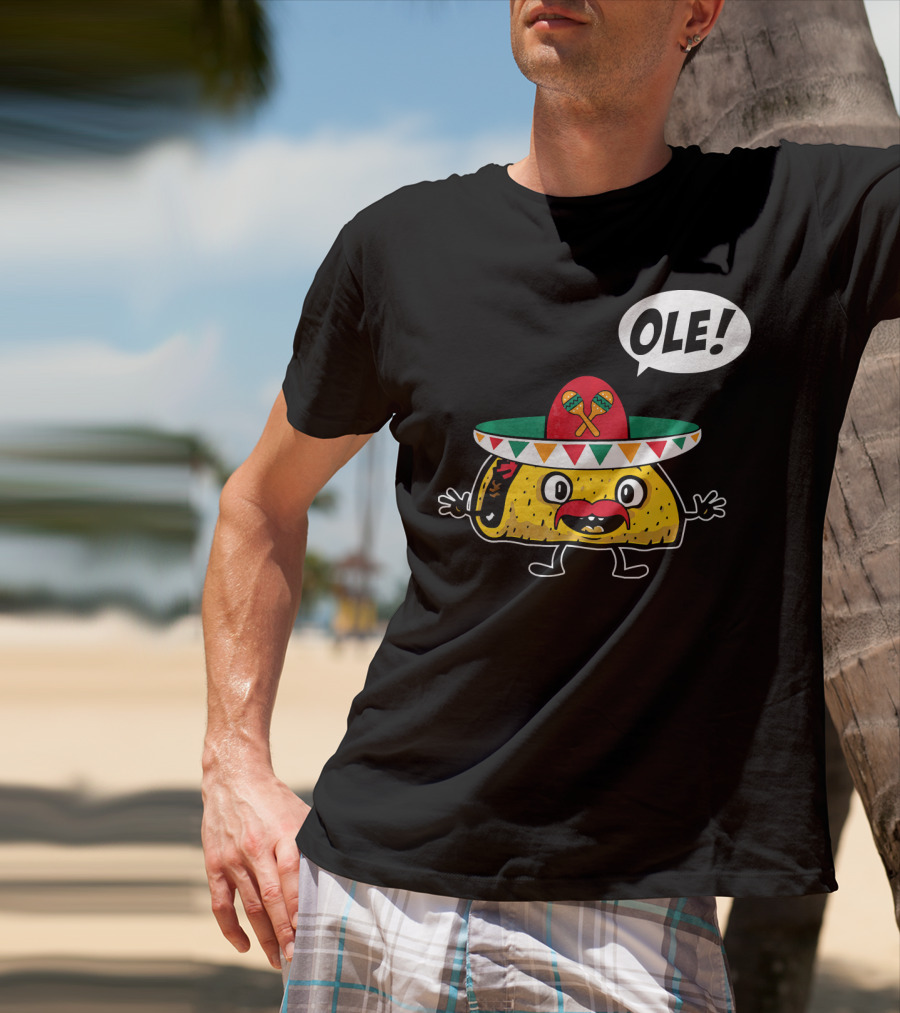 Ole Funny Taco With Sombrero For Cinco De Mayo T-Shirt