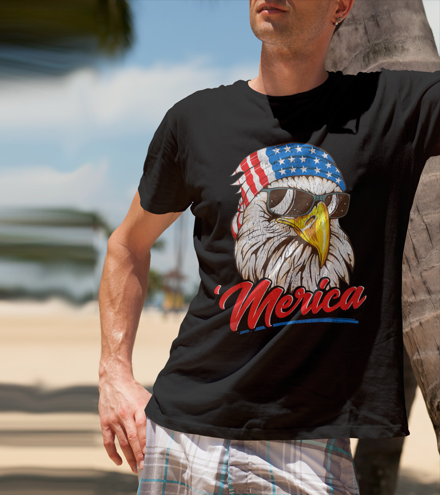 Merica Bald Eagle 80s Mullet Eagle Ameri T-Shirt
