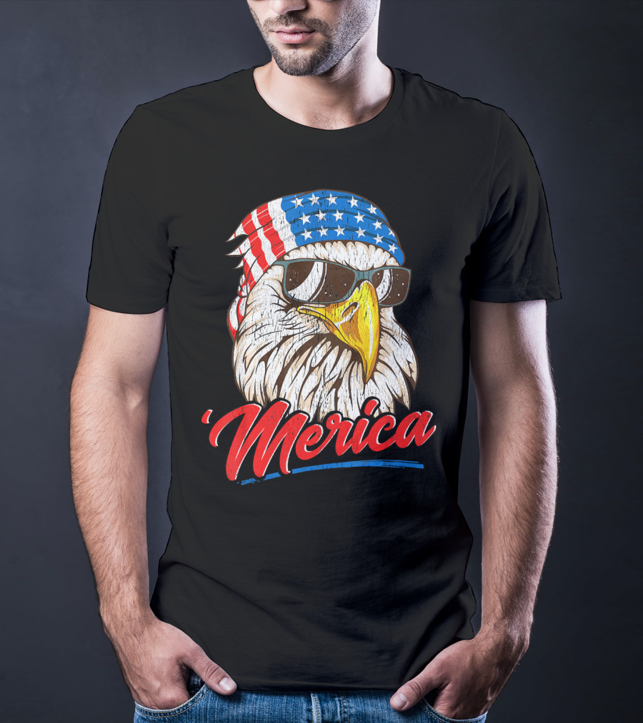 Merica Bald Eagle 80s Mullet Eagle Ameri T-Shirt