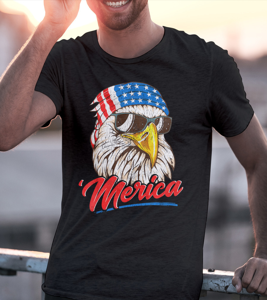 Merica Bald Eagle 80s Mullet Eagle Ameri T-Shirt