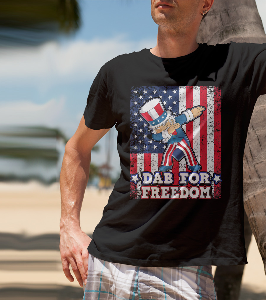 Uncle Sam Dabbing Dab For Freedom Patriotic Flag T-Shirt